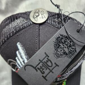 Ed Hardy Black Trucker Hat with Tiger Design